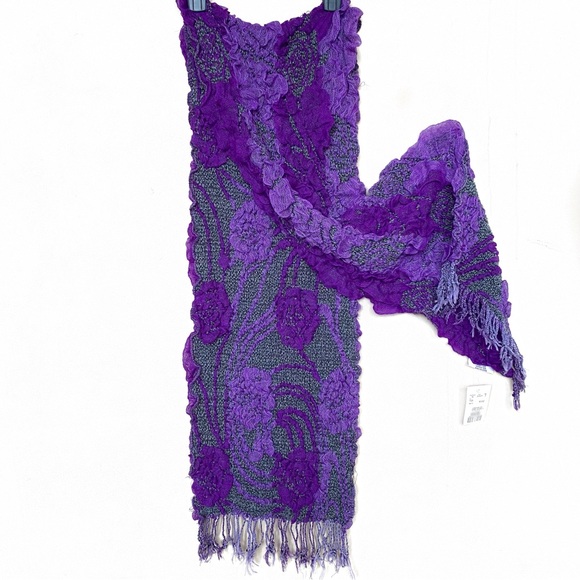 Purple and Grey Knit Scarf - Picture 1 of 6